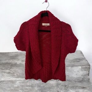 Burgundy Women's Open Sweater Cardigan.